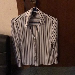 Worthington button-up white w/ black stripes size M